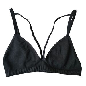 Free People Black Ribbed Triangle Bralette